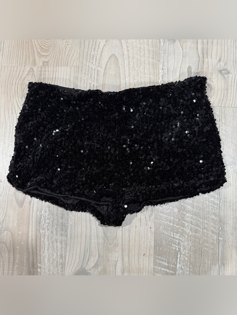Fashion Nova Black Sequin Mini Shorts, Size XL